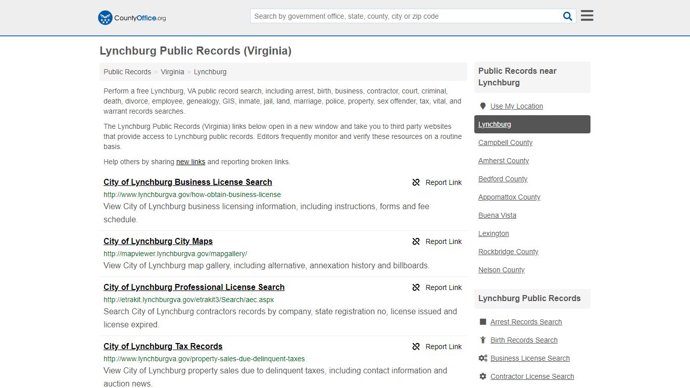 Public Records - Lynchburg, VA (Business, Criminal, GIS ...