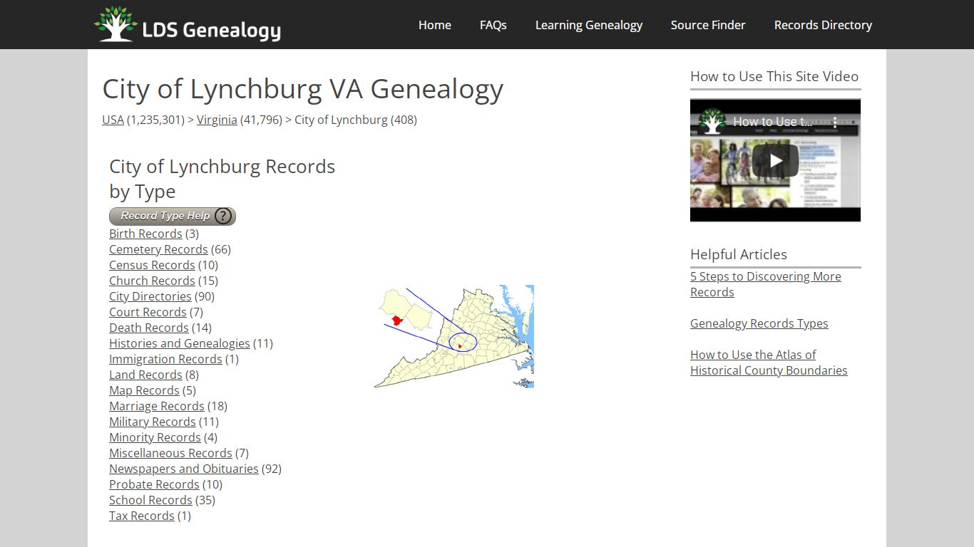 City of Lynchburg VA Genealogy